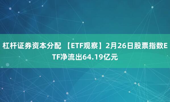 杠杆证券资本分配 【ETF观察】2月26日股票指数ETF净流出64.19亿元