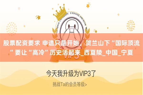 股票配资要求 申遗只是开始，贺兰山下“国际顶流”要让“高冷”历史活起来_西夏陵_中国_宁夏