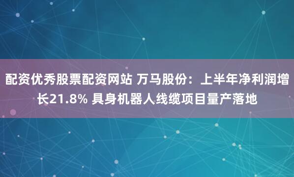 配资优秀股票配资网站 万马股份：上半年净利润增长21.8% 具身机器人线缆项目量产落地